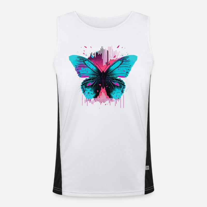 Chillwave Schmetterling Funktionelles Kontrast-Tank Top für Männer 