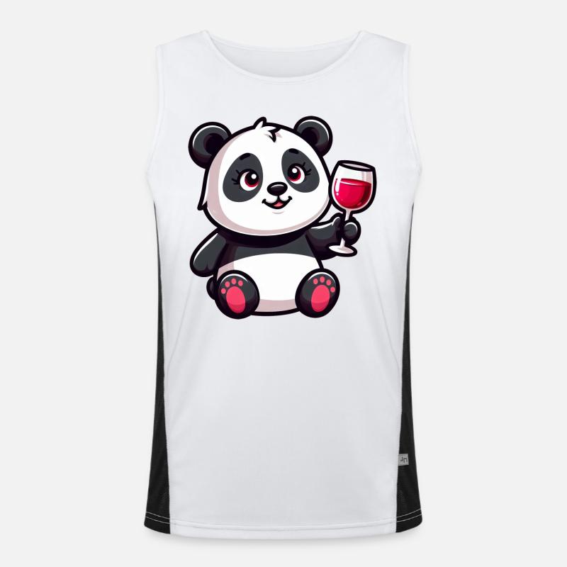 Mignon Panda Vin Rouge Dessin Animé Débardeur respirant contrasté Homme 