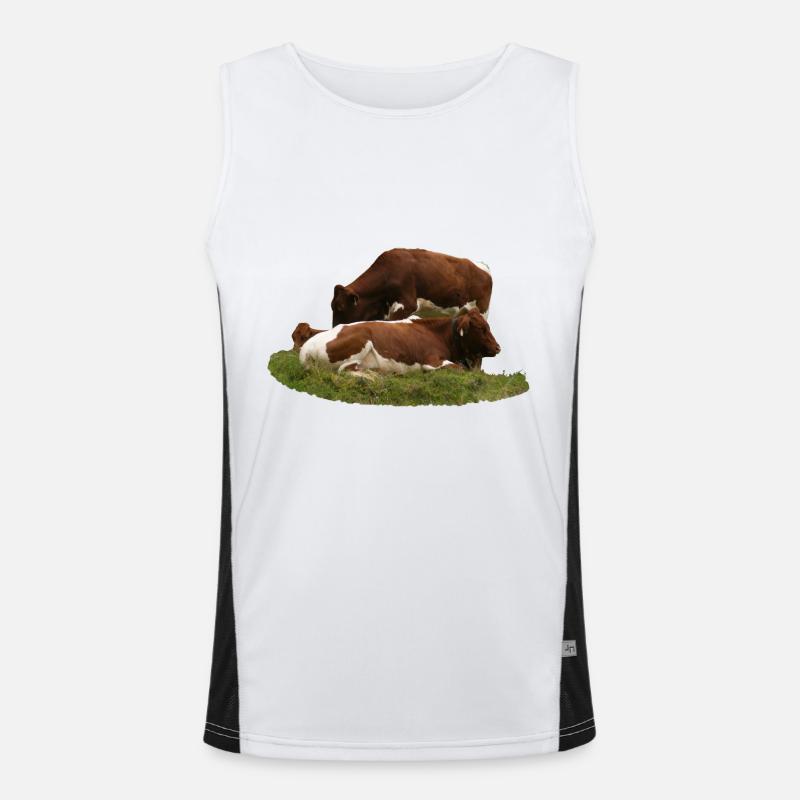 Pinzgau cattle are robust and resistant Men's Functional Contrast Tank Top 