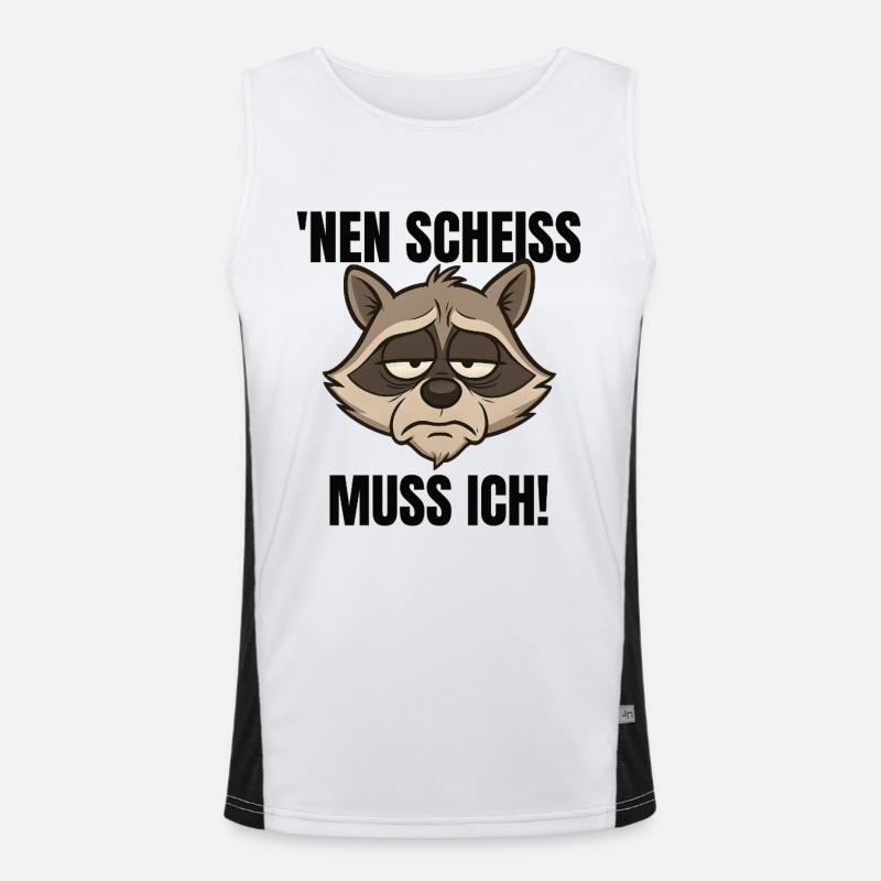 Lustiger Waschbär Spruch Nen Scheiss muss ich Funktionelles Kontrast-Tank Top für Männer 