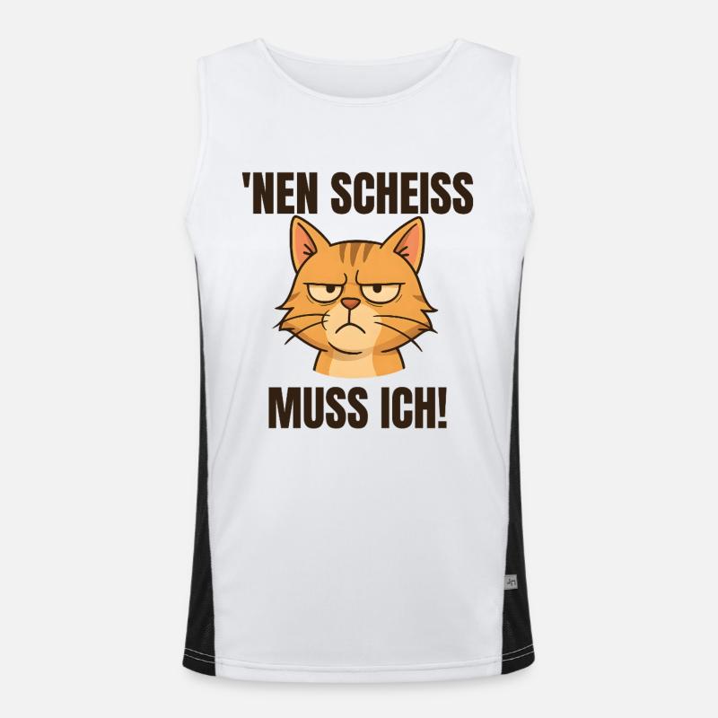 Lustige Katze mit frecher Spruch Funktionelles Kontrast-Tank Top für Männer 