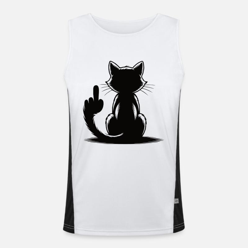 Cat Middle Finger Funny Waving Cat Men's Functional Contrast Tank Top 