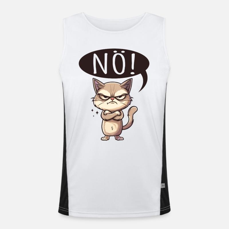 Cool Cat Nope funny saying grumpy Men's Functional Contrast Tank Top 