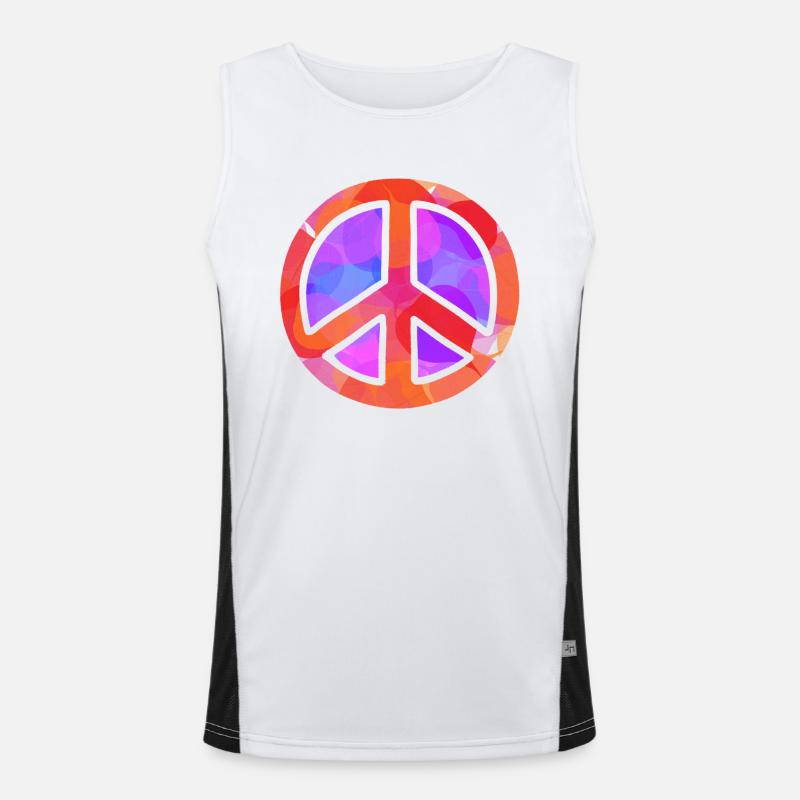 Colored peace symbol Men's Functional Contrast Tank Top 