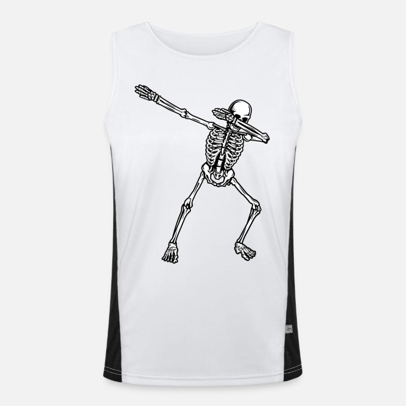 Dab Dabbing Skelett Cool Shirt Design Geschenk Funktionelles Kontrast-Tank Top für Männer 