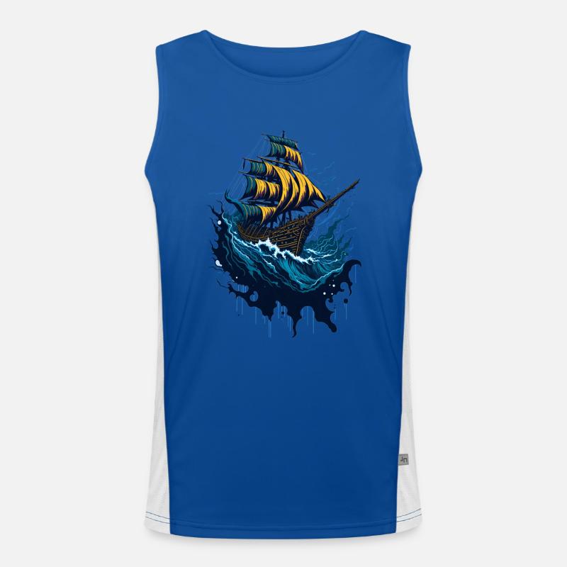 Bateau pirate dans les mers orageuses Débardeur respirant contrasté Homme 