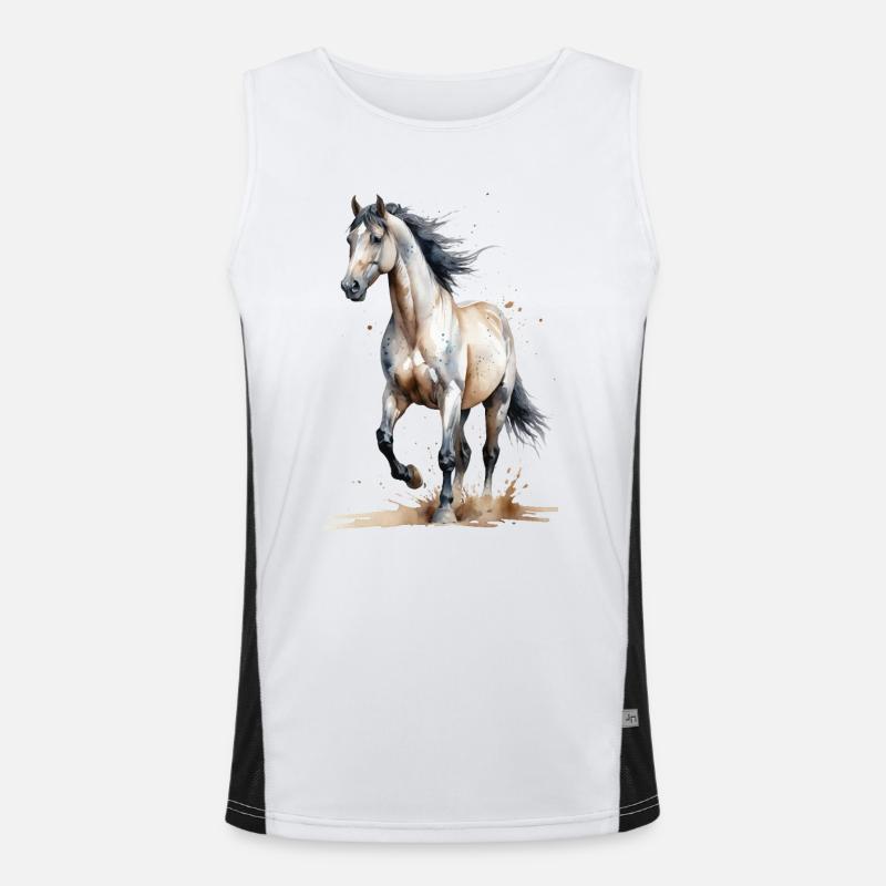 Aquarell Pferd fängt den Wind ein Funktionelles Kontrast-Tank Top für Männer 