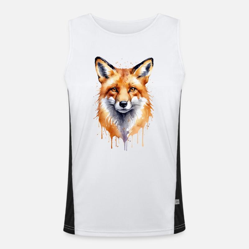 Foxy Aquarell - Ein Pinsel mit der Natur Funktionelles Kontrast-Tank Top für Männer 