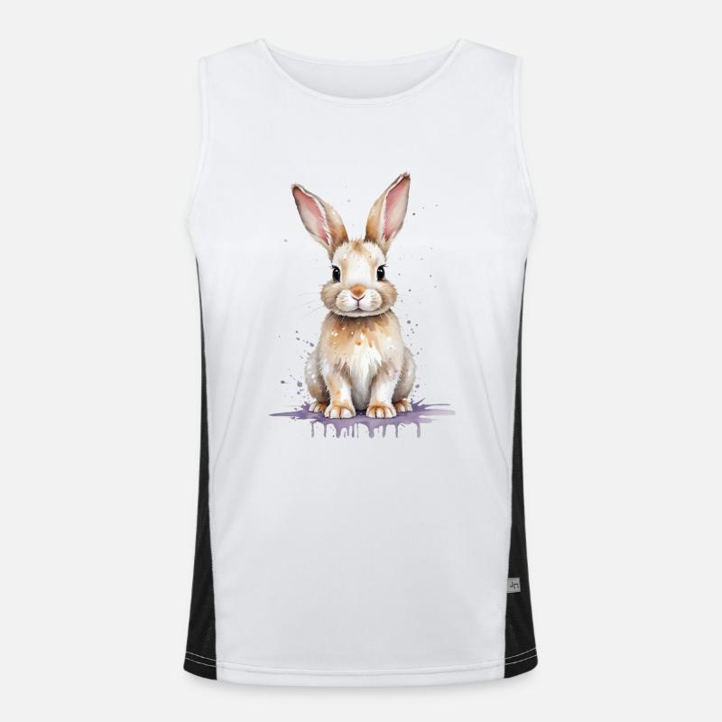 Hasenaquarell - Eine hüpfende gute Zeit Funktionelles Kontrast-Tank Top für Männer 