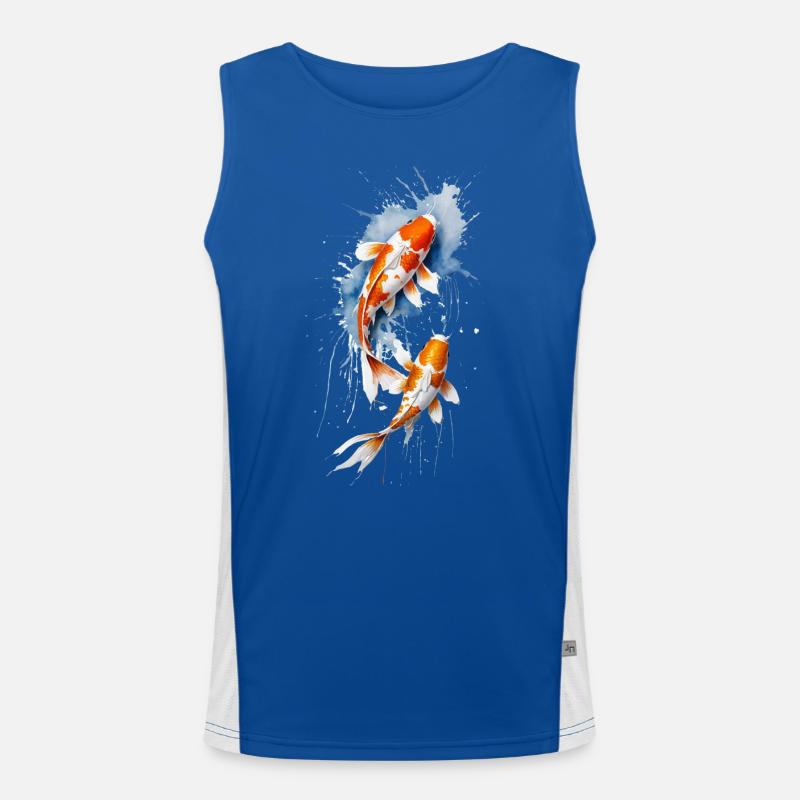 Harmonious Koi Duo - Watercolor Aquatic Men's Functional Contrast Tank Top 