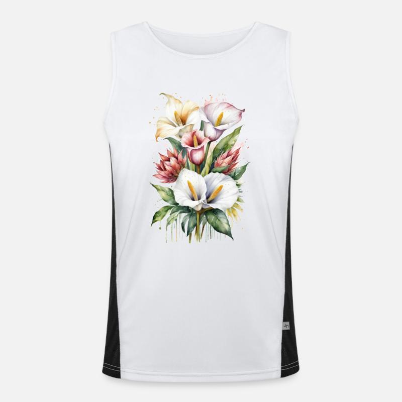 Lys Calla et fleurs de Protea à l’aquarelle Débardeur respirant contrasté Homme 