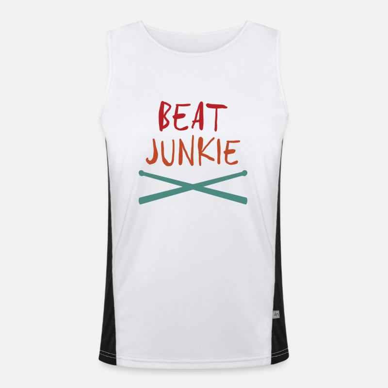 Beat Junkie Drumsticks Cool Drummer Gift idea Men's Functional Contrast Tank Top 