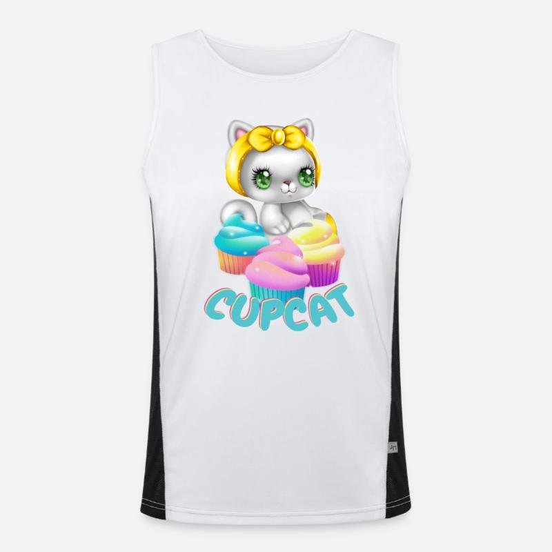 Chat avec Muffin - Cupcat- T-shirt chat Débardeur respirant contrasté Homme 