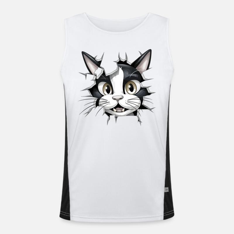 Hole Peekaboo: Baby-Katze auf Abenteuer Funktionelles Kontrast-Tank Top für Männer 