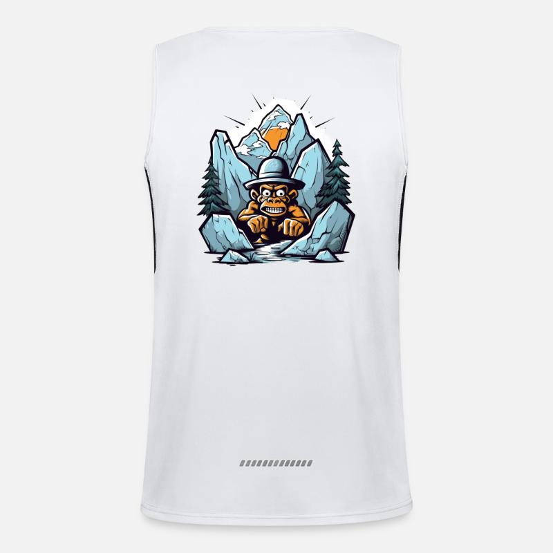 Abstract mountain gorilla with hat - Men's Functional Contrast Tank Top  - white/black