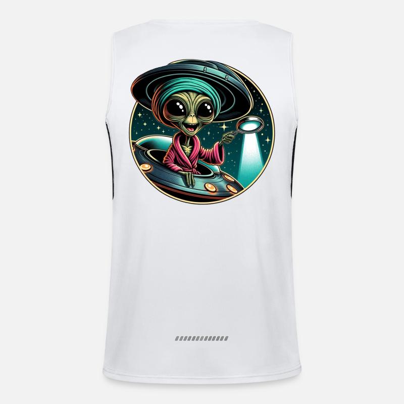 Alien detective in UFO light - Men's Functional Contrast Tank Top  - white/black