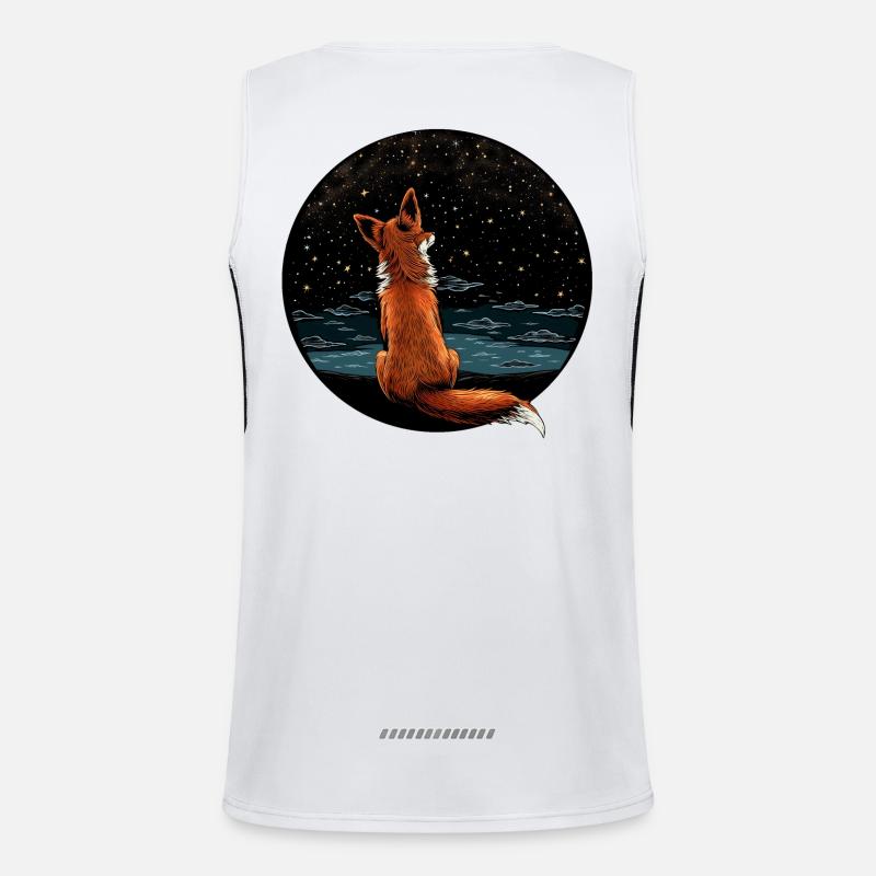 Fuchs mit Sternenhimmel Funktionelles Kontrast-Tank Top für Männer 