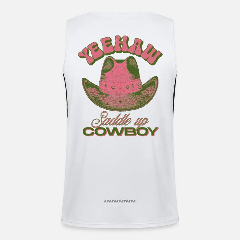 Yeehaw Saddle Up Cowboy Hat Men's Functional Contrast Tank Top 