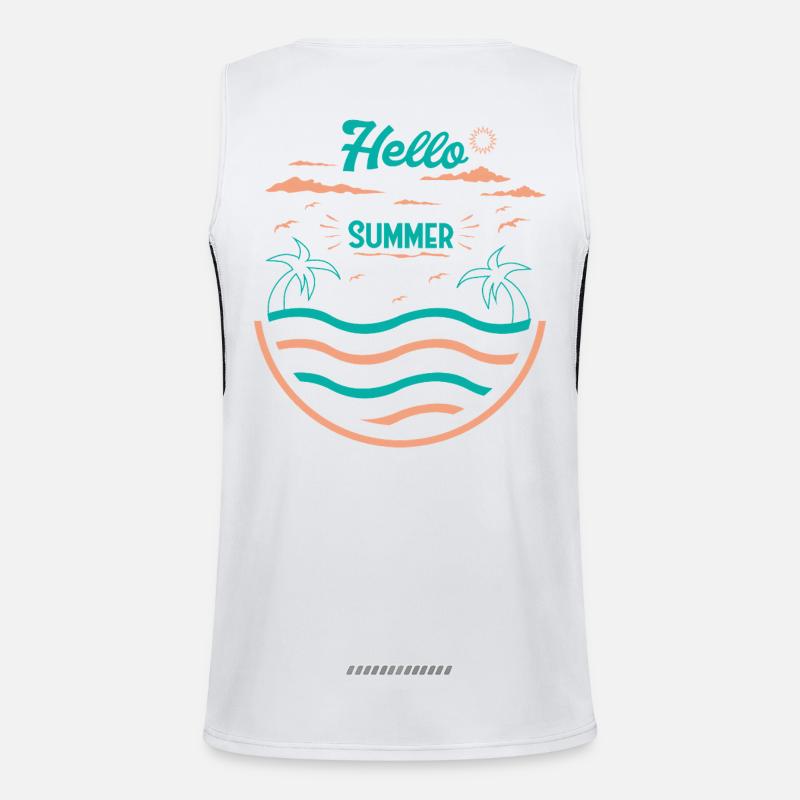 Summer Palm Tree Beach Design - Men's Functional Contrast Tank Top  - white/black
