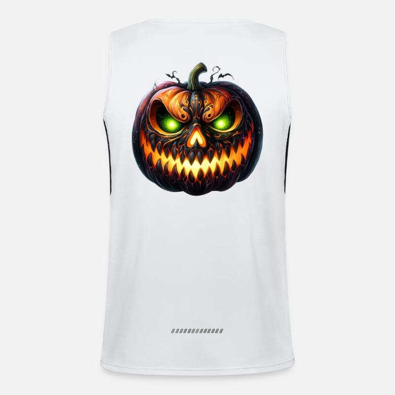 Neon Ember Pumpkin Face Men's Functional Contrast Tank Top 