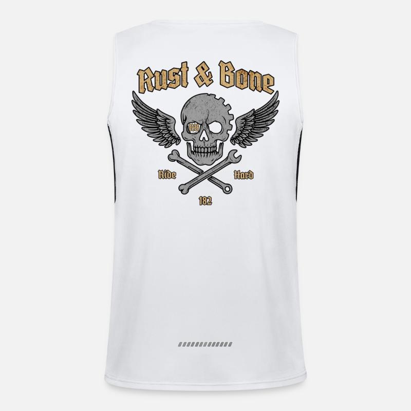 Rust Bone Motorrad Skull Wing Design Funktionelles Kontrast-Tank Top für Männer 