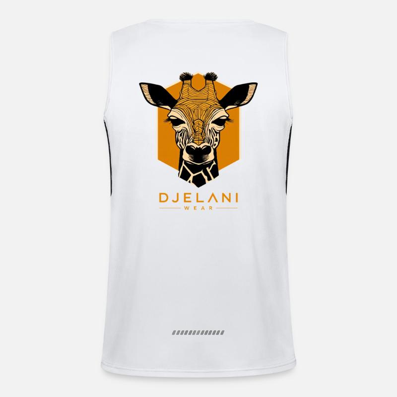 Geometric Giraffe in Ochre - Men's Functional Contrast Tank Top  - white/black