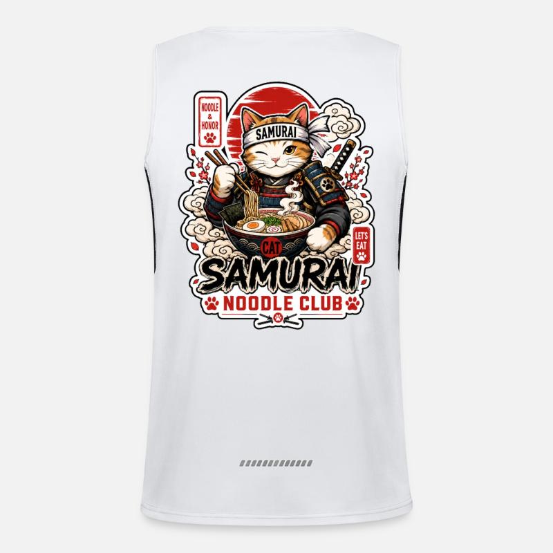 Samurai Cat Noodle Club Funktionelles Kontrast-Tank Top für Männer 