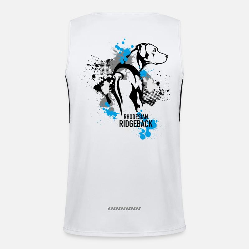 Rhodesian Ridgeback Splash Blue Funktionelles Kontrast-Tank Top für Männer 