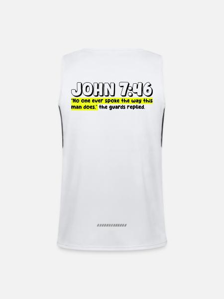 John 7:46 | Bible Quote - Men's Functional Contrast Tank Top  - white/black