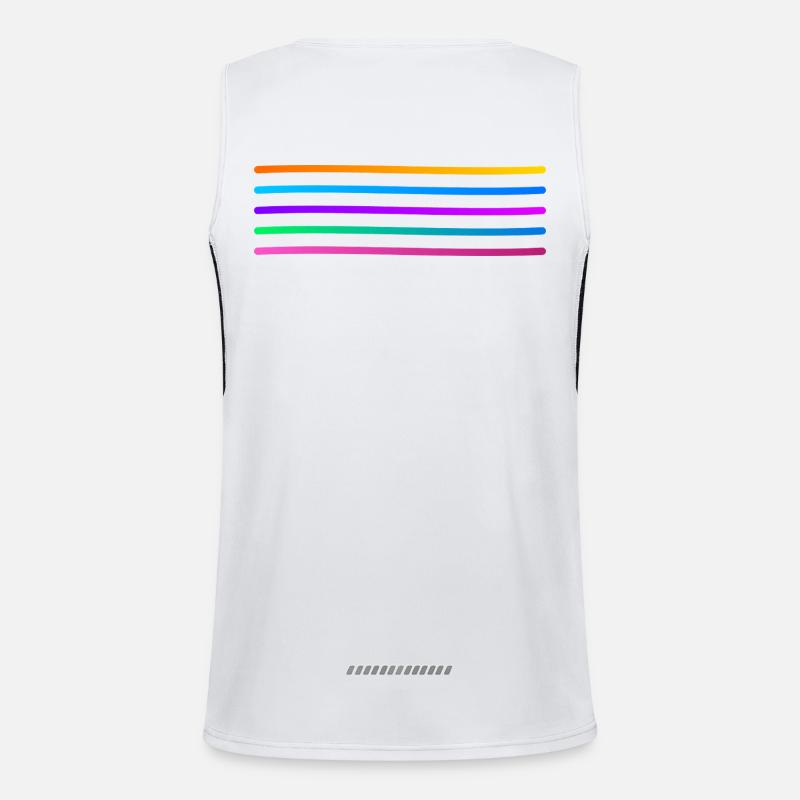 Rainbow Stripe Pattern - Men's Functional Contrast Tank Top  - white/black