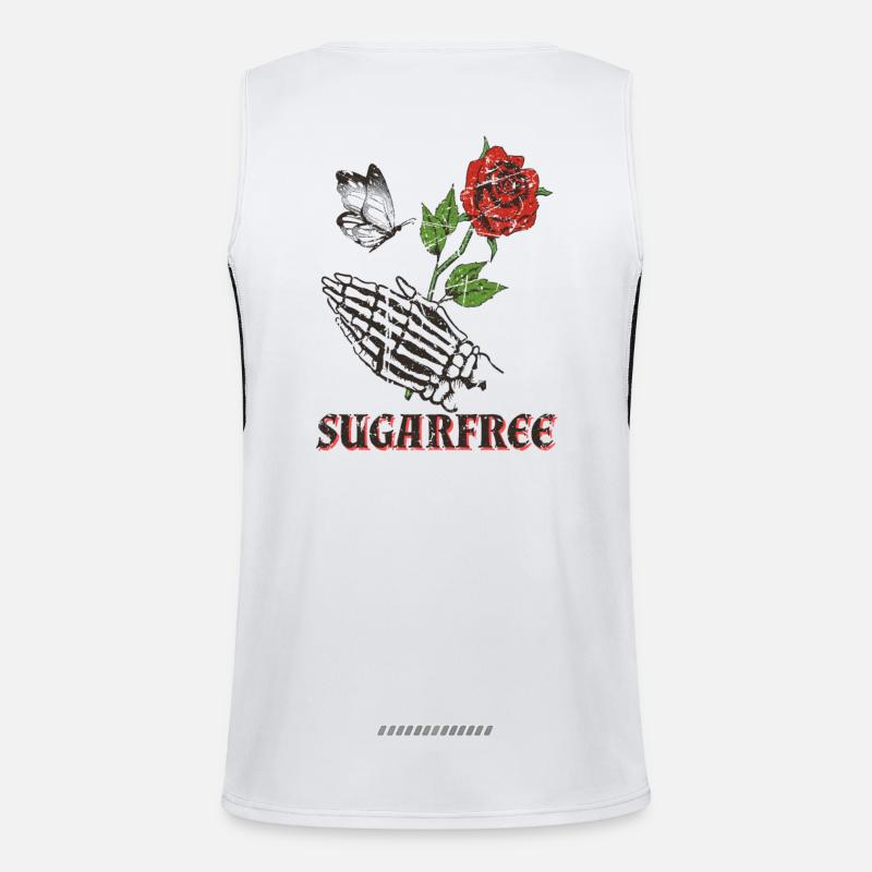 Sans sucre, Skeleton Hand Rose et Butterfly Débardeur respirant contrasté Homme 
