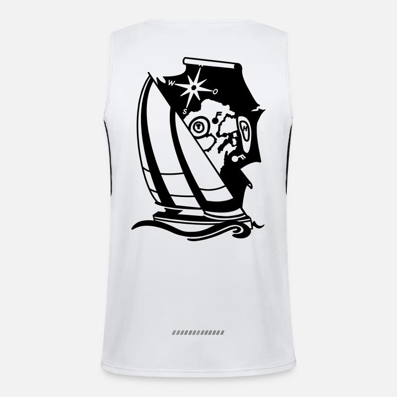 Sailing Yacht Sailing Ship with Compass Nautical Chart Sailing Men's Functional Contrast Tank Top 