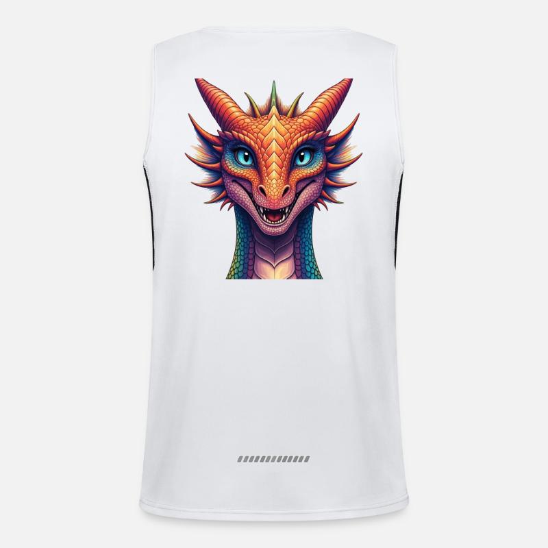 Lebendiger Regenbogen-Drachenkopf Funktionelles Kontrast-Tank Top für Männer 