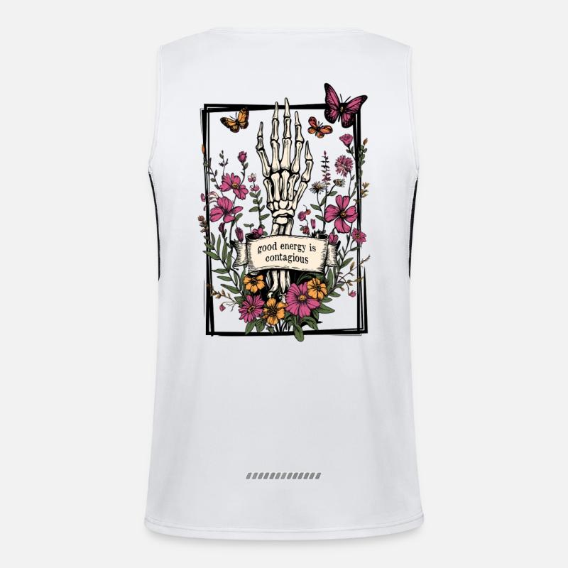 Squelette Fleurs Papillons Débardeur respirant contrasté Homme 
