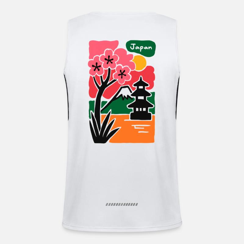 Sakura Tempel am See Japan Funktionelles Kontrast-Tank Top für Männer 