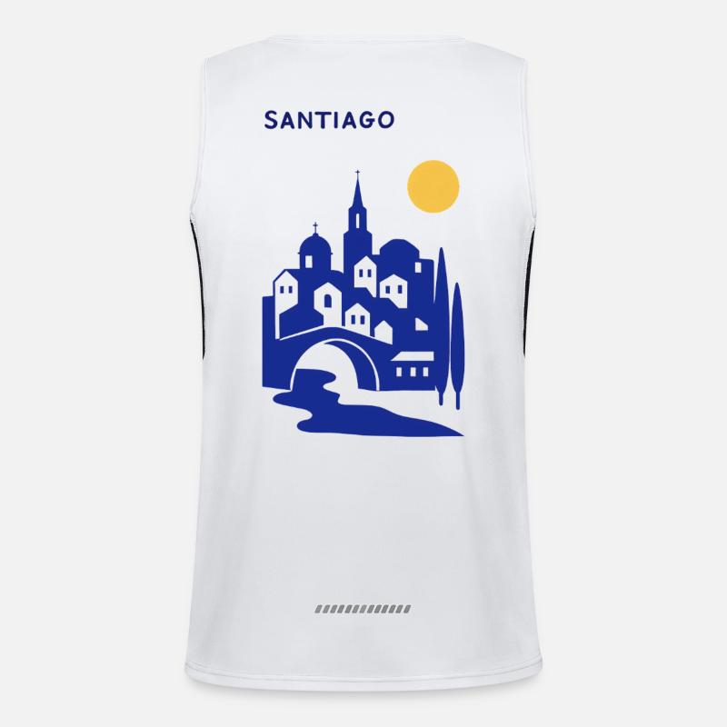 Santiago Silhouette am Abend Funktionelles Kontrast-Tank Top für Männer 
