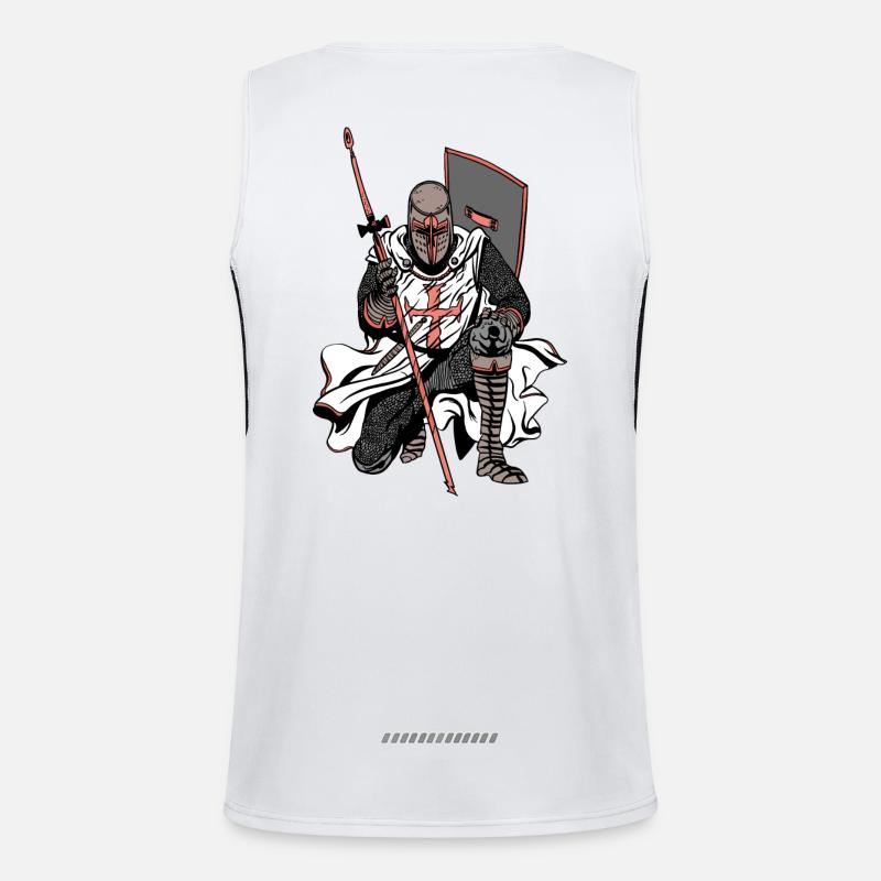 Crusader, Knights Templar, Warrior crusader Knight Men's Functional Contrast Tank Top 