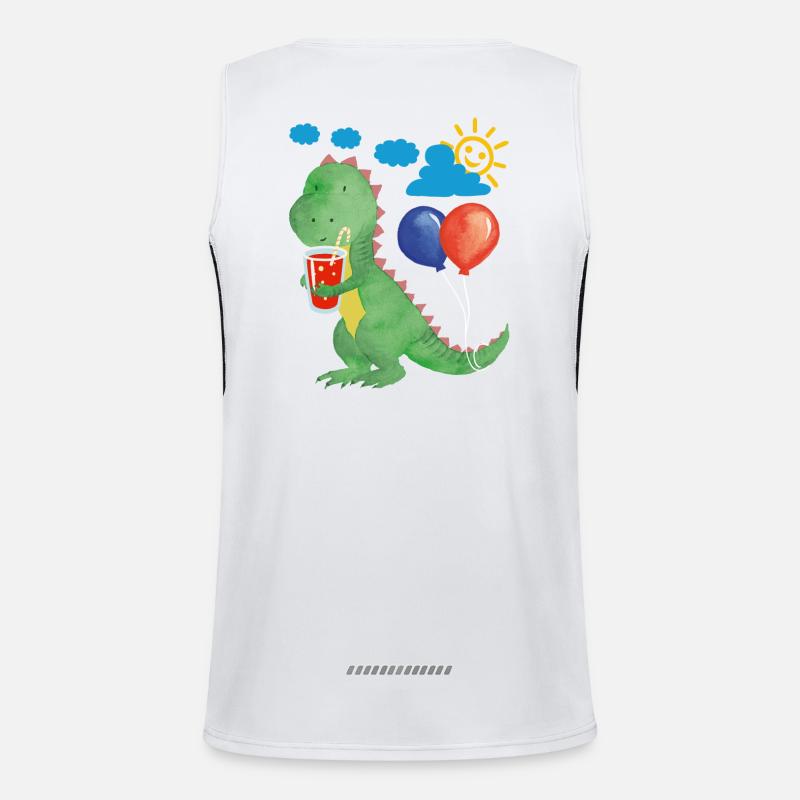 Small dino with refreshment and balloons Men's Functional Contrast Tank Top 