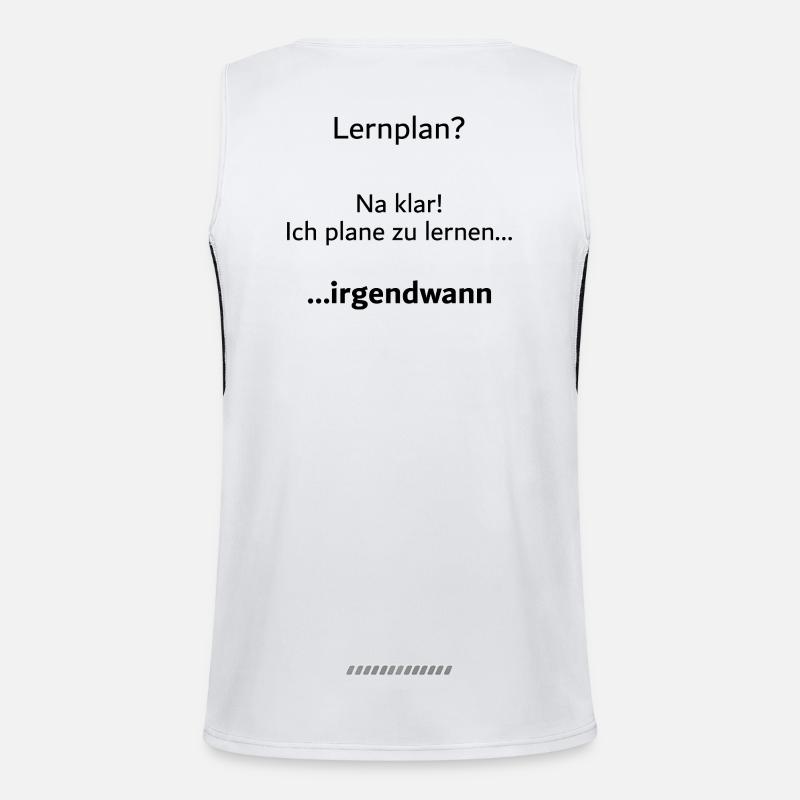 University saying "Learning plan?" Student Gift, Students Men's Functional Contrast Tank Top 