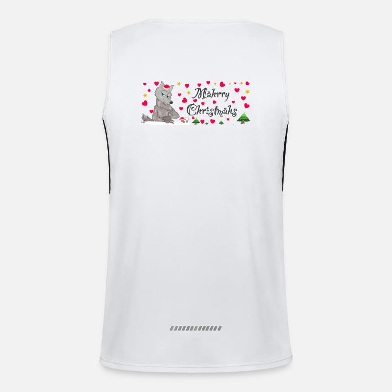 Cult Wolf Christmas, MÄHrry Christmäh's Heart Men's Functional Contrast Tank Top 