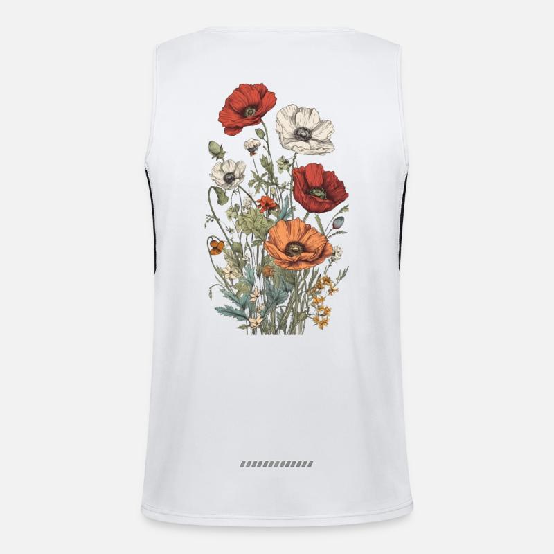 Wunderschönes Boho Mohn Herbarium Bouquet Funktionelles Kontrast-Tank Top für Männer 