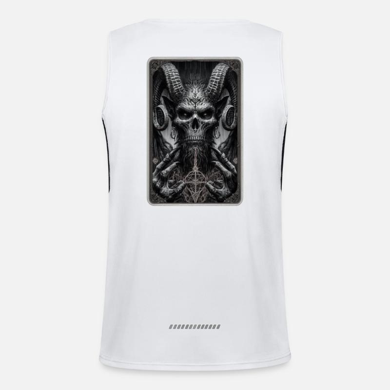 Dämon mit Hörnern und Pentagramm Funktionelles Kontrast-Tank Top für Männer 
