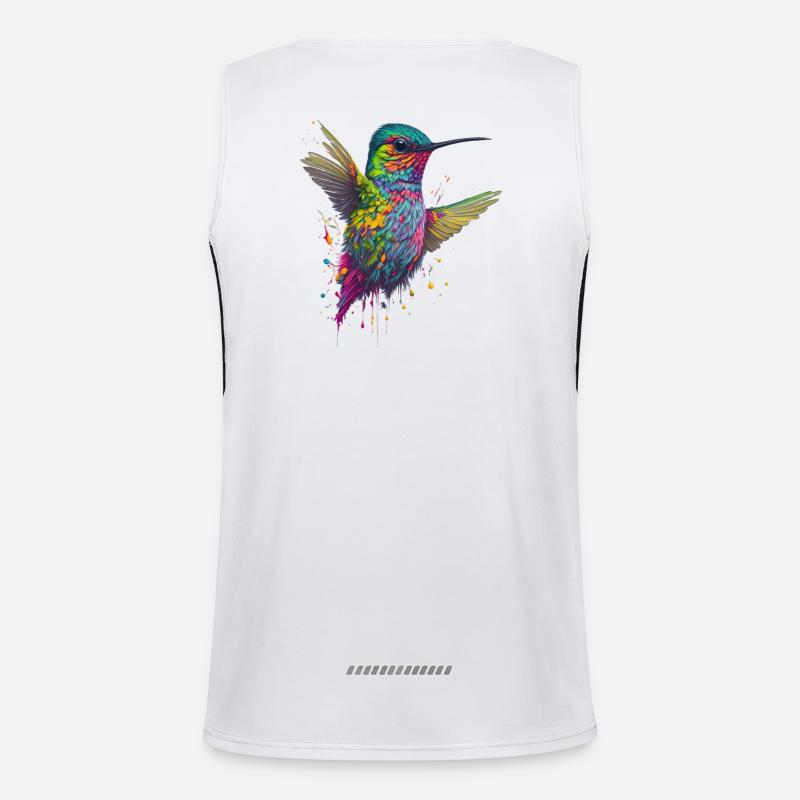 Farbexplosion Kolibri Kunstwerk Funktionelles Kontrast-Tank Top für Männer 