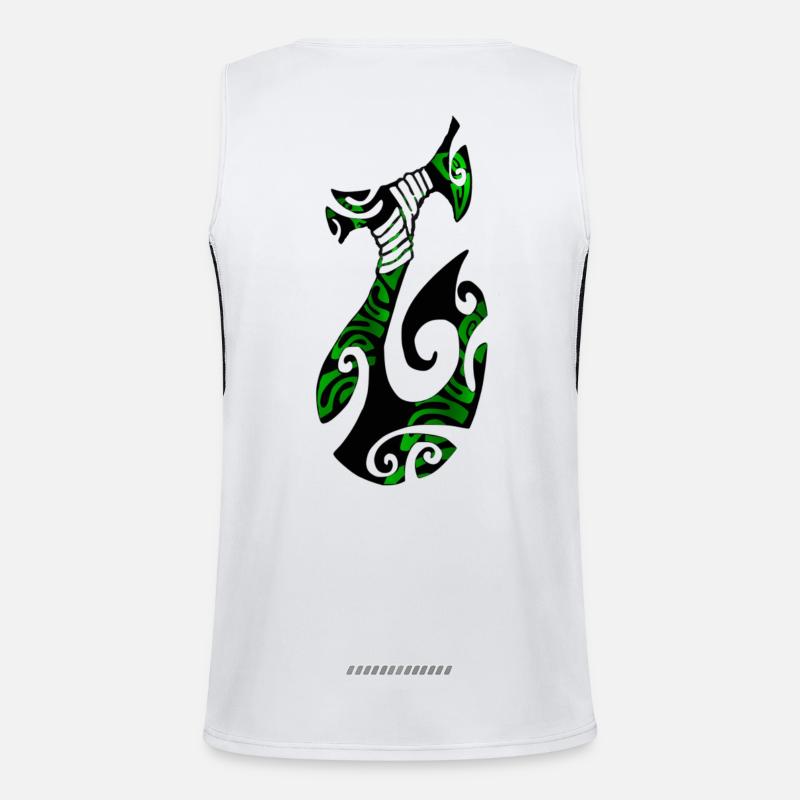 MATAU - Black (polynesian Hook) Men's Functional Contrast Tank Top 