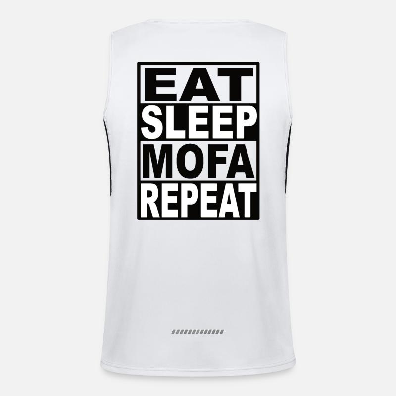 Eat Sleep Mofa Repeat Funktionelles Kontrast-Tank Top für Männer 