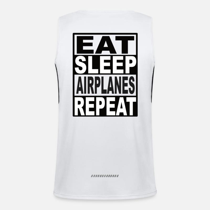 Eat Sleep Airplanes Repeat Funktionelles Kontrast-Tank Top für Männer 