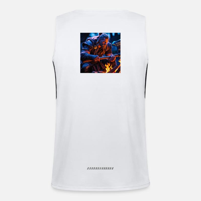 fantasy viking with an axe Men's Functional Contrast Tank Top 