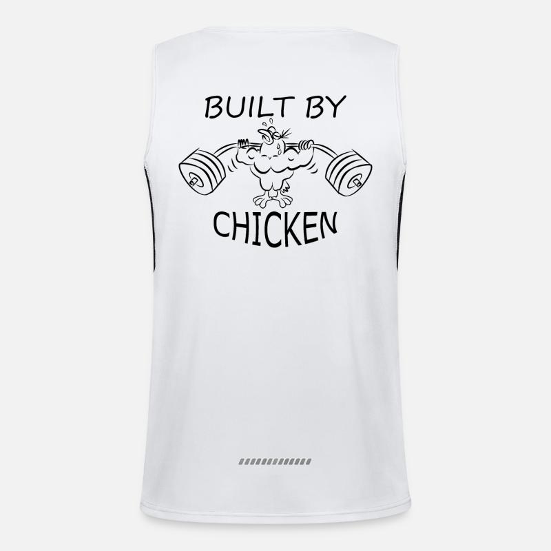 Built by chicken dumbbell gym - Men's Functional Contrast Tank Top  - white/black