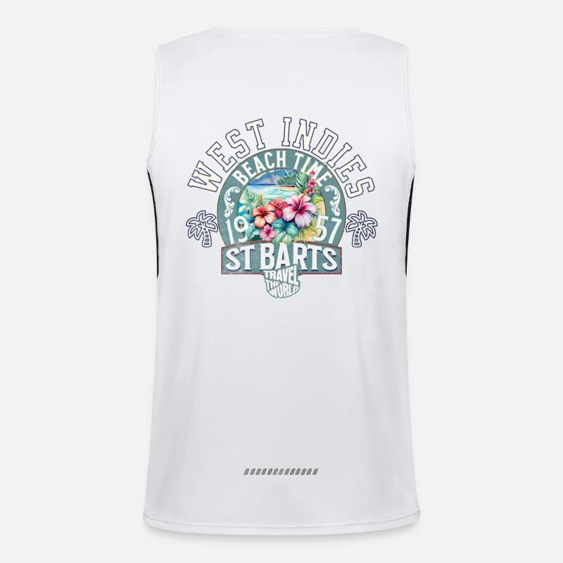 Strandzeit St. Barts Westindien Funktionelles Kontrast-Tank Top für Männer 
