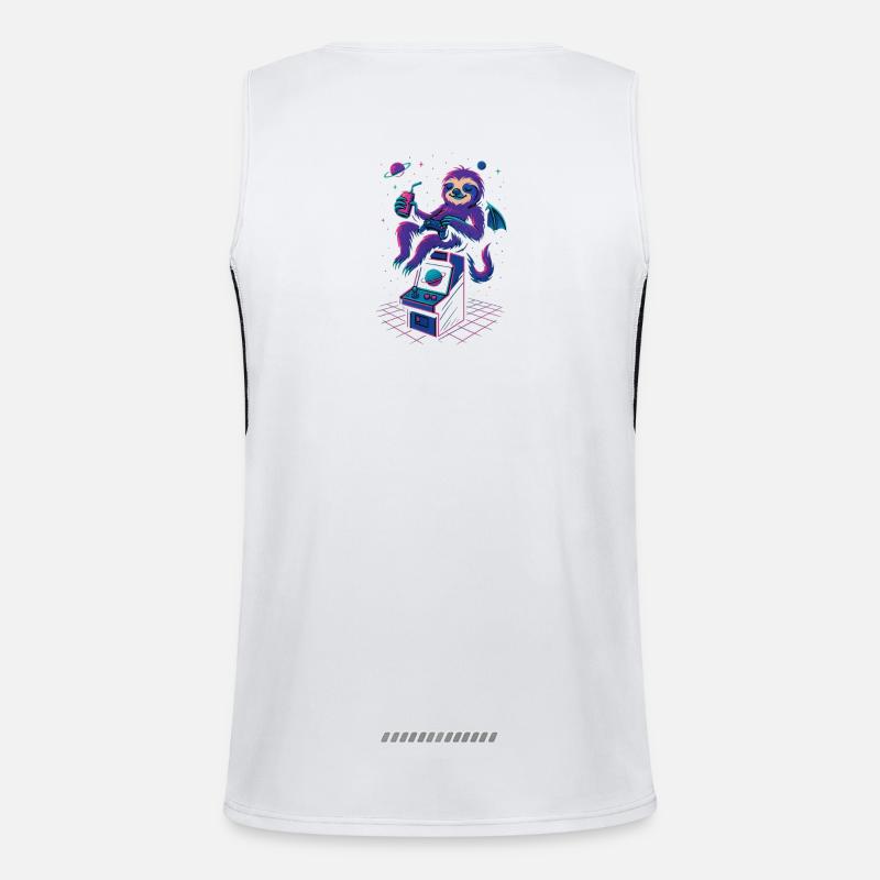 Space Gamer Sloth avec boisson et arcade Débardeur respirant contrasté Homme 